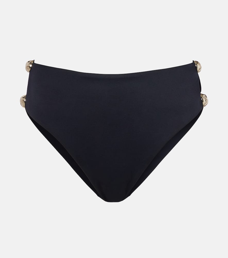 Embellished high-rise bikini bottoms