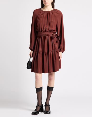 Woman Mini dress Brown Size 2 Acetate, Silk