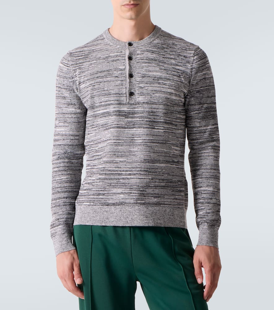 Cotton and linen-blend Henley shirt