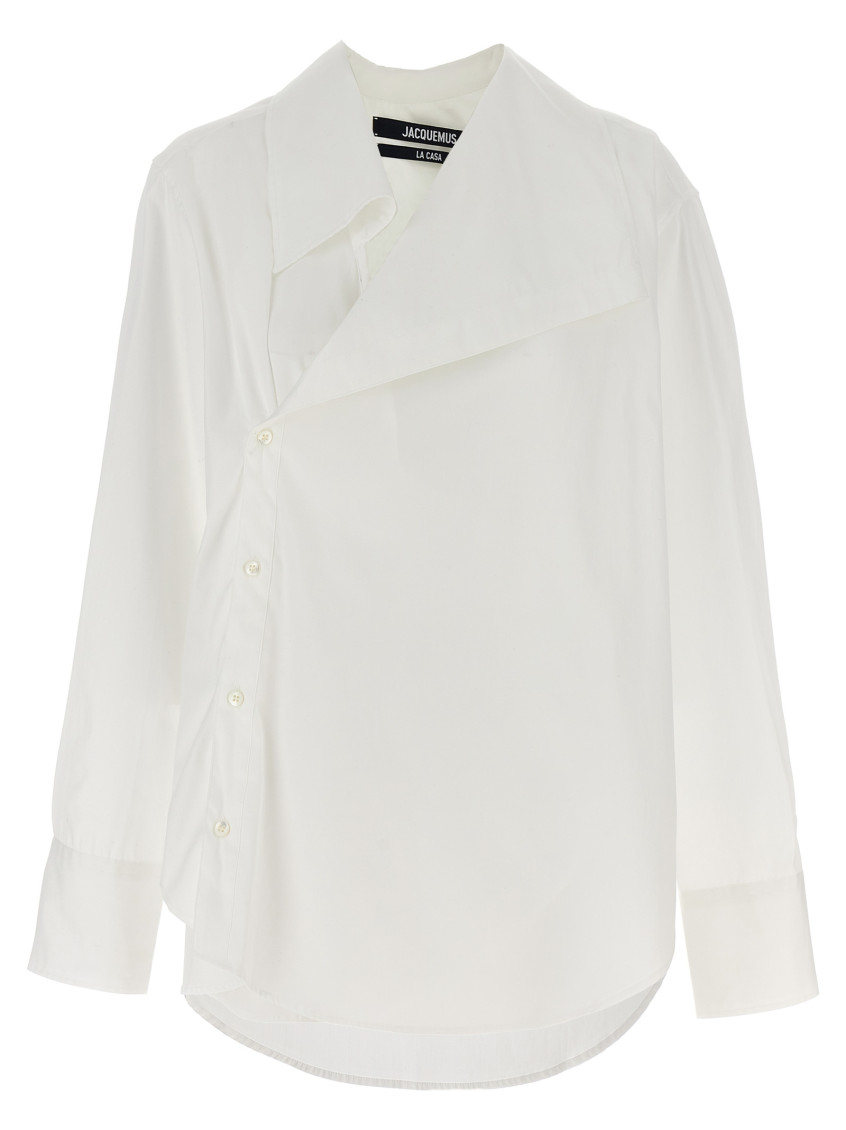 Asymmetric long-sleeve shirt - White