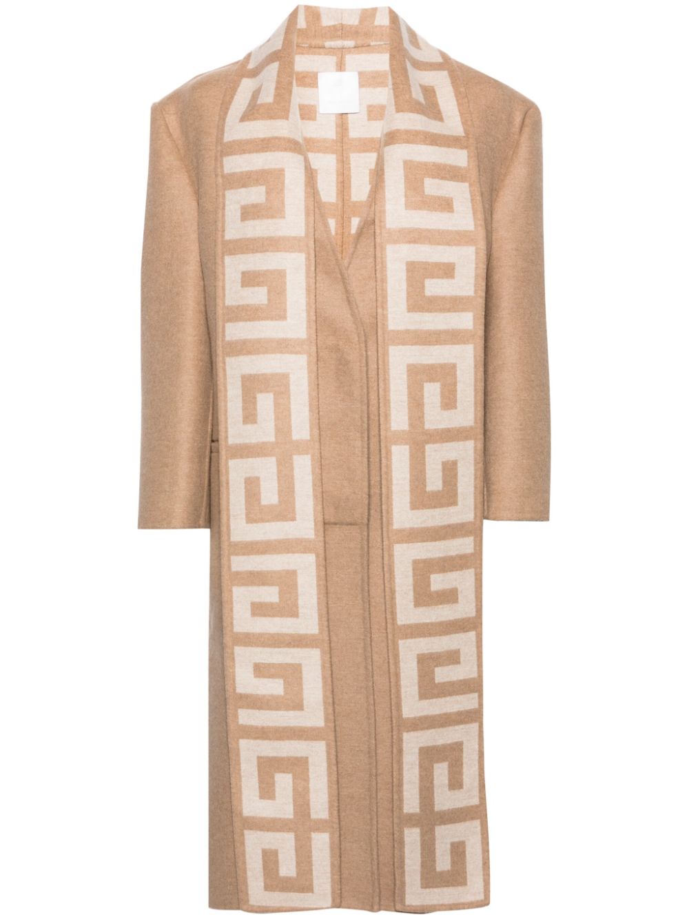 4G scarf wool-blend coat - Neutrals