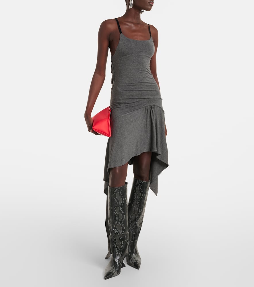 Asymmetric jersey minidress