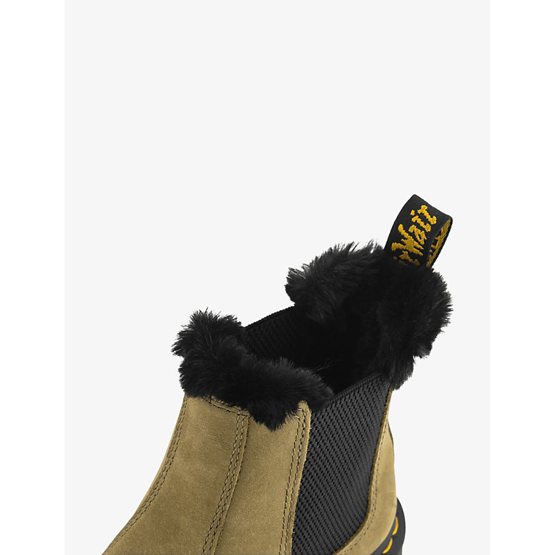 Womens Olive Black 2976 Leonore Faux Fur-lined Leather Boots