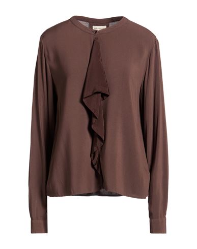 Woman Top Dark brown Size 8 Viscose, Cupro