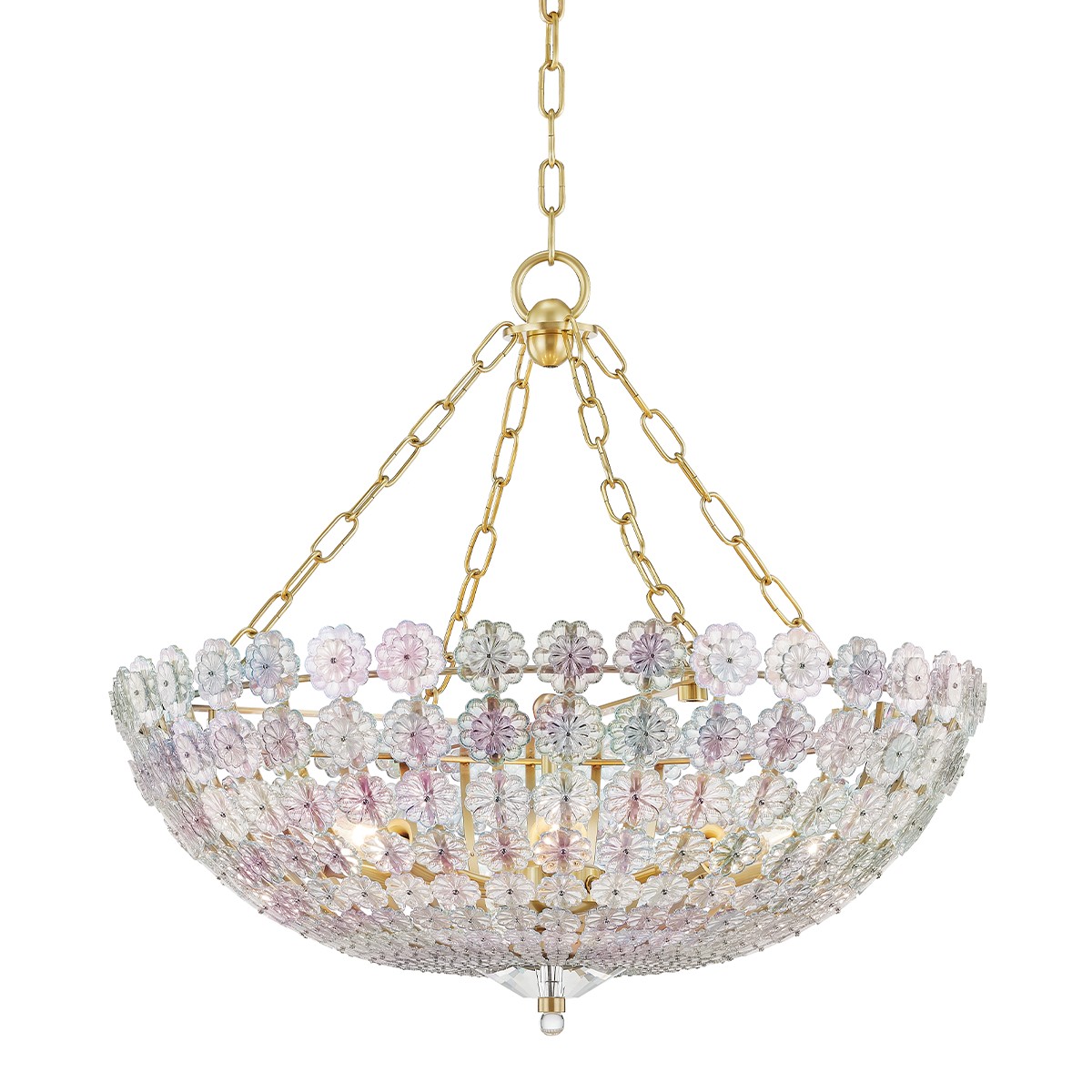 Aged Brass Eight Light Chandelier from the Floral Park Collection