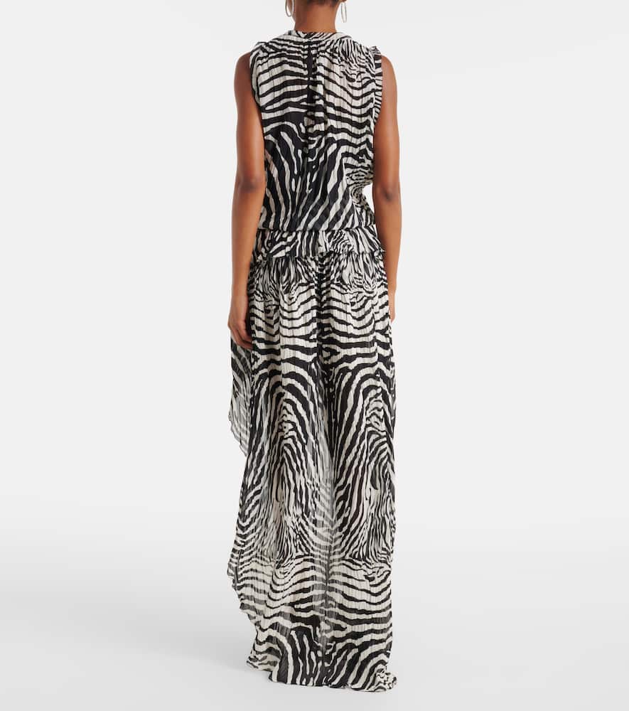 Zebra-print asymmetric chiffon minidress