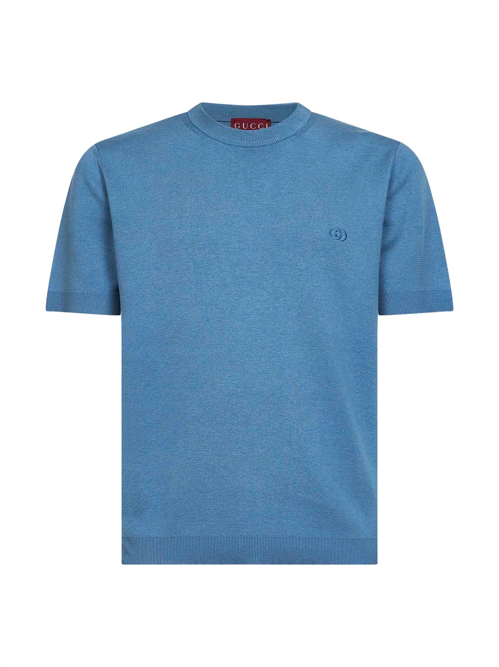 Embroidered Cotton Sweater — Blue