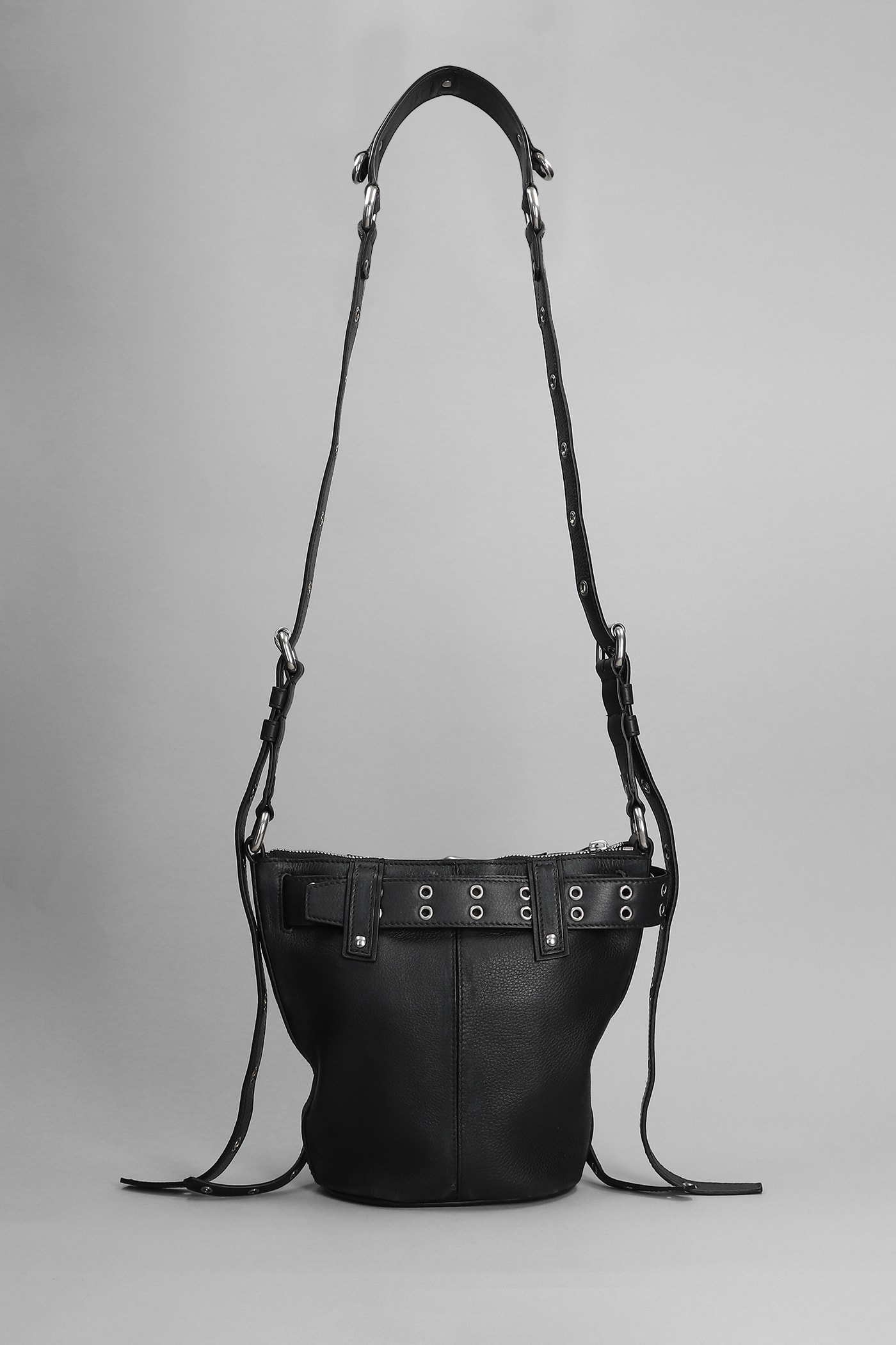 Emo Bucket Shoulder Bag In Black Leather