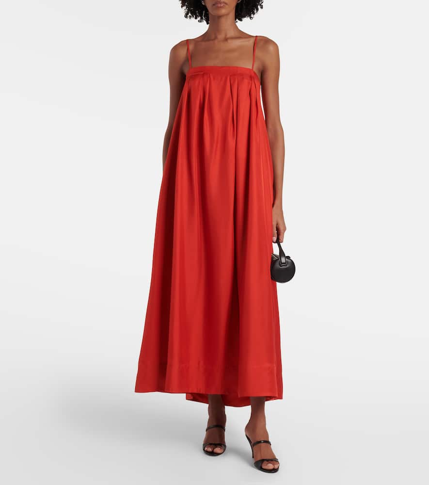 Heather silk twill maxi dress