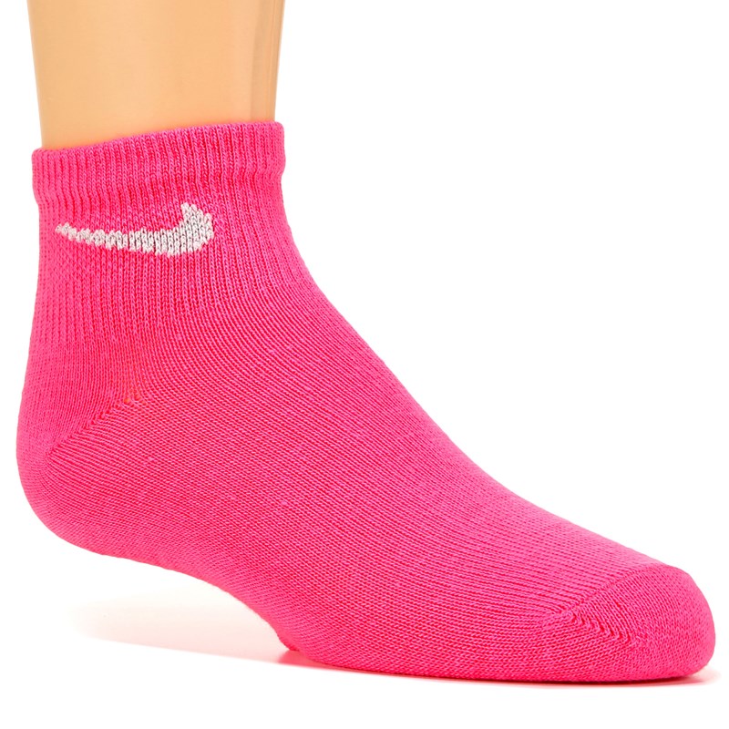 Kids' 6 Pack Youth X-Small Ankle Socks (Pink Pow/White/Black)