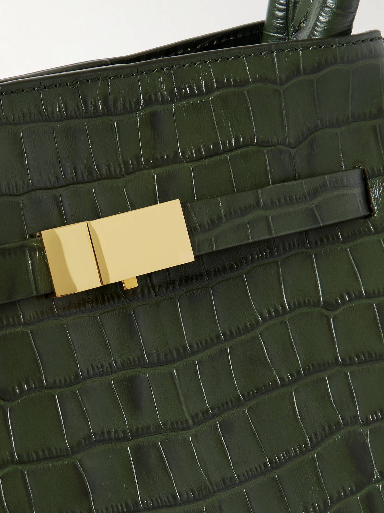The New York Large Croc-effect Leather Tote - Green
