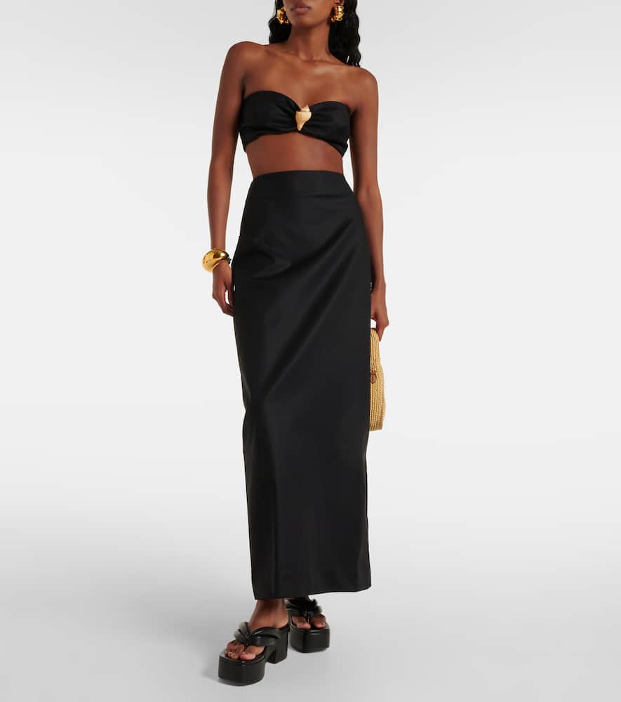 Cotton-blend maxi skirt