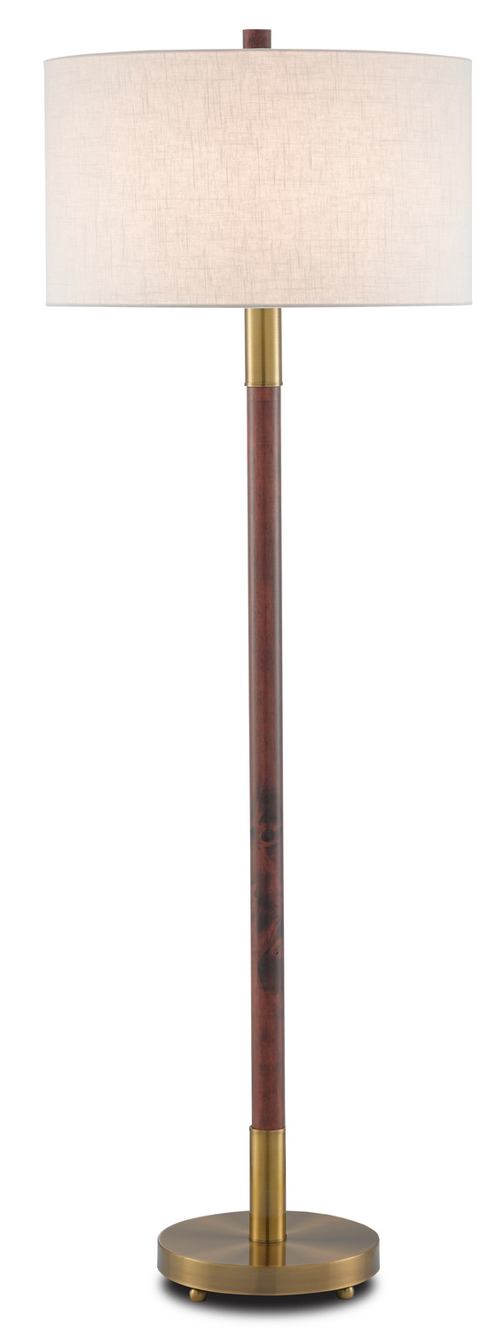 Mahogany Antique Brass One Light Floor Lamp from the Bravo Collection