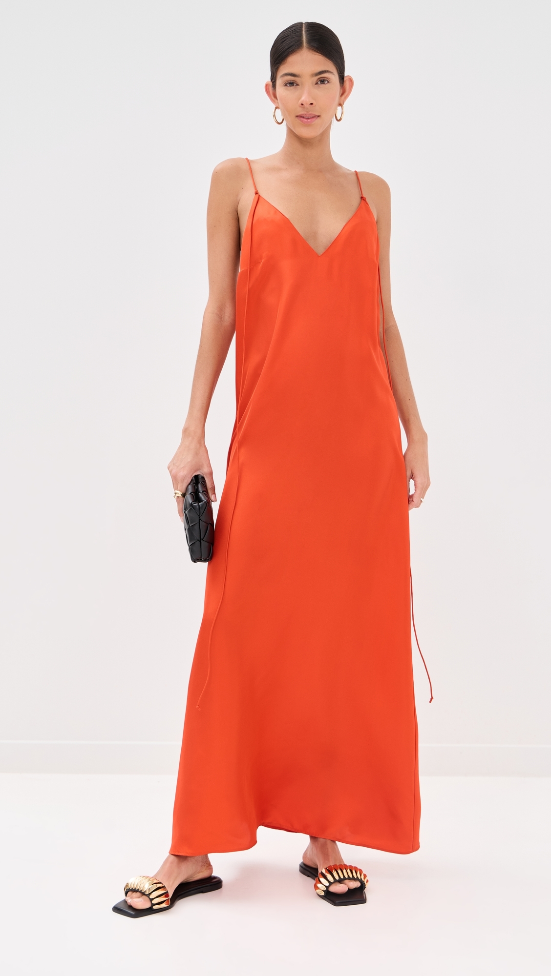 Róhe Silk Slip Dress Burnt Orange
