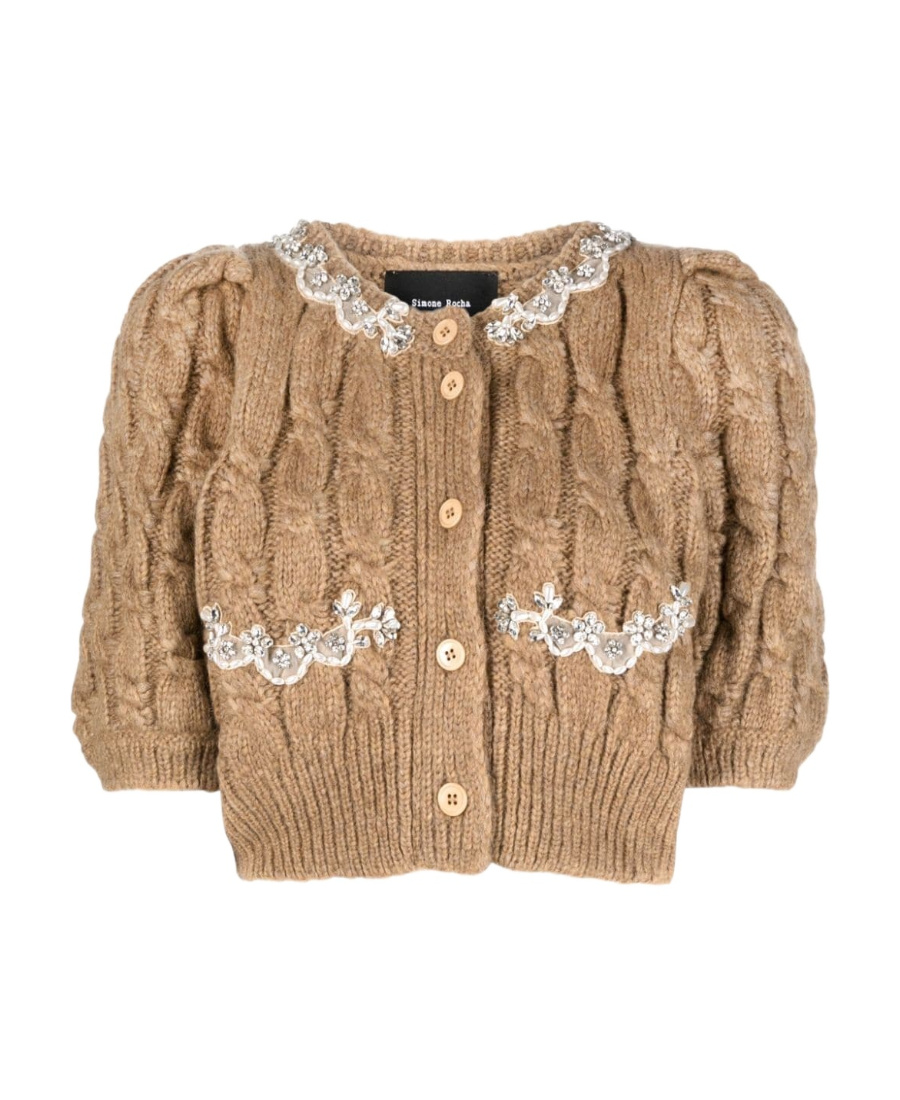 Cable-knit cropped cardigan