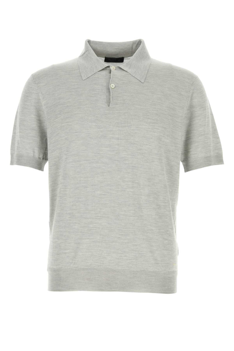 Grey Silk Polo Shirt