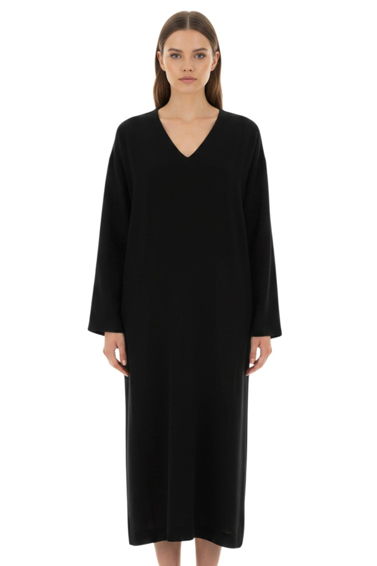The Row - crepe heloise dress long sleeve midi