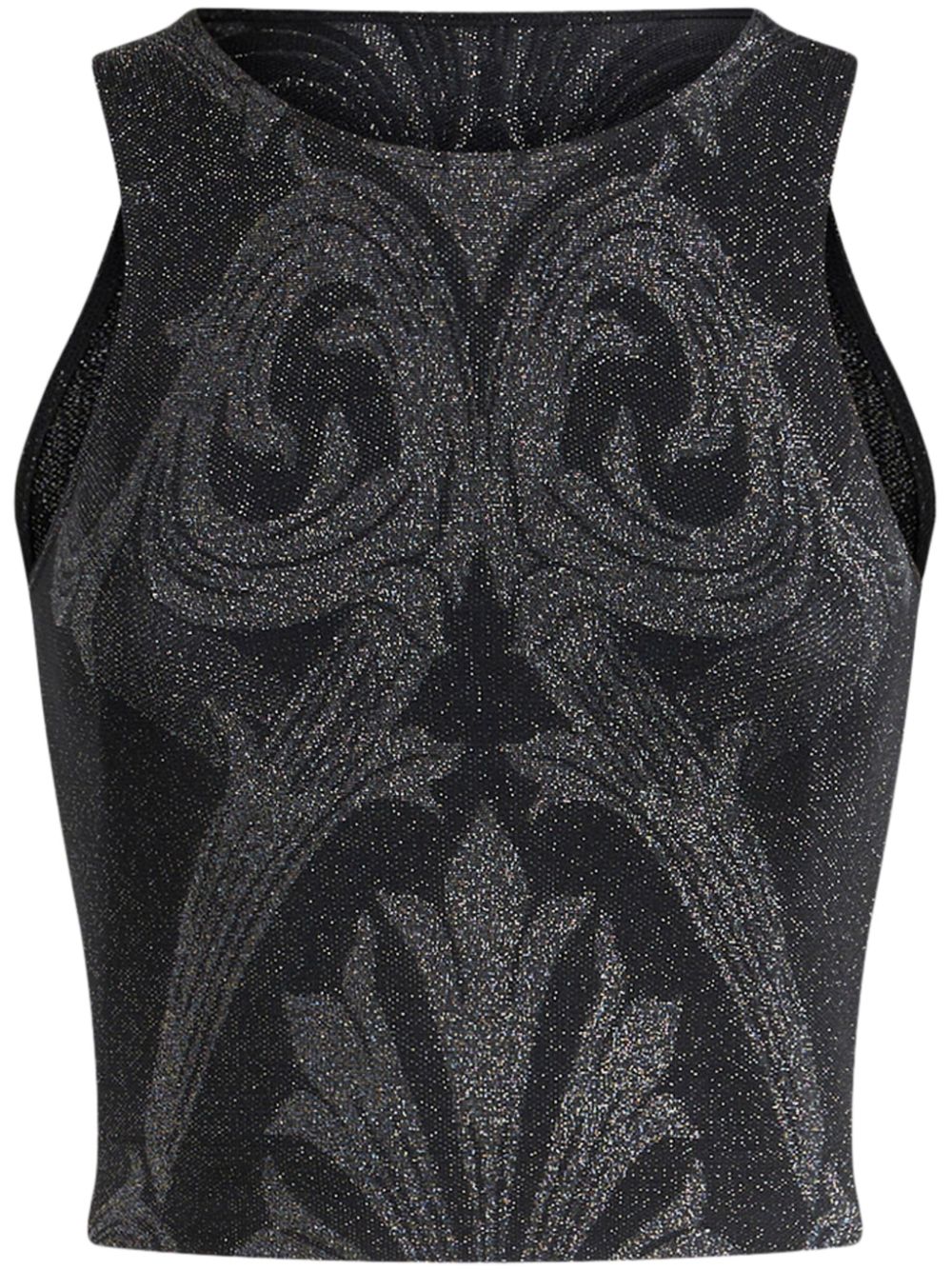 Metallic-effect jacquard tank top - Black