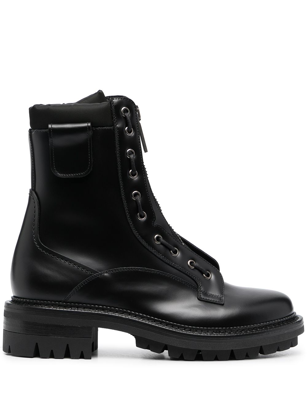 Leather zip-up boots - Black