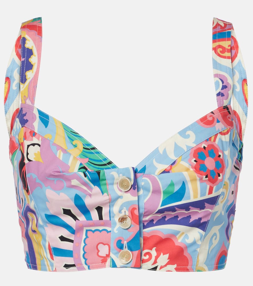 Printed cotton crop top