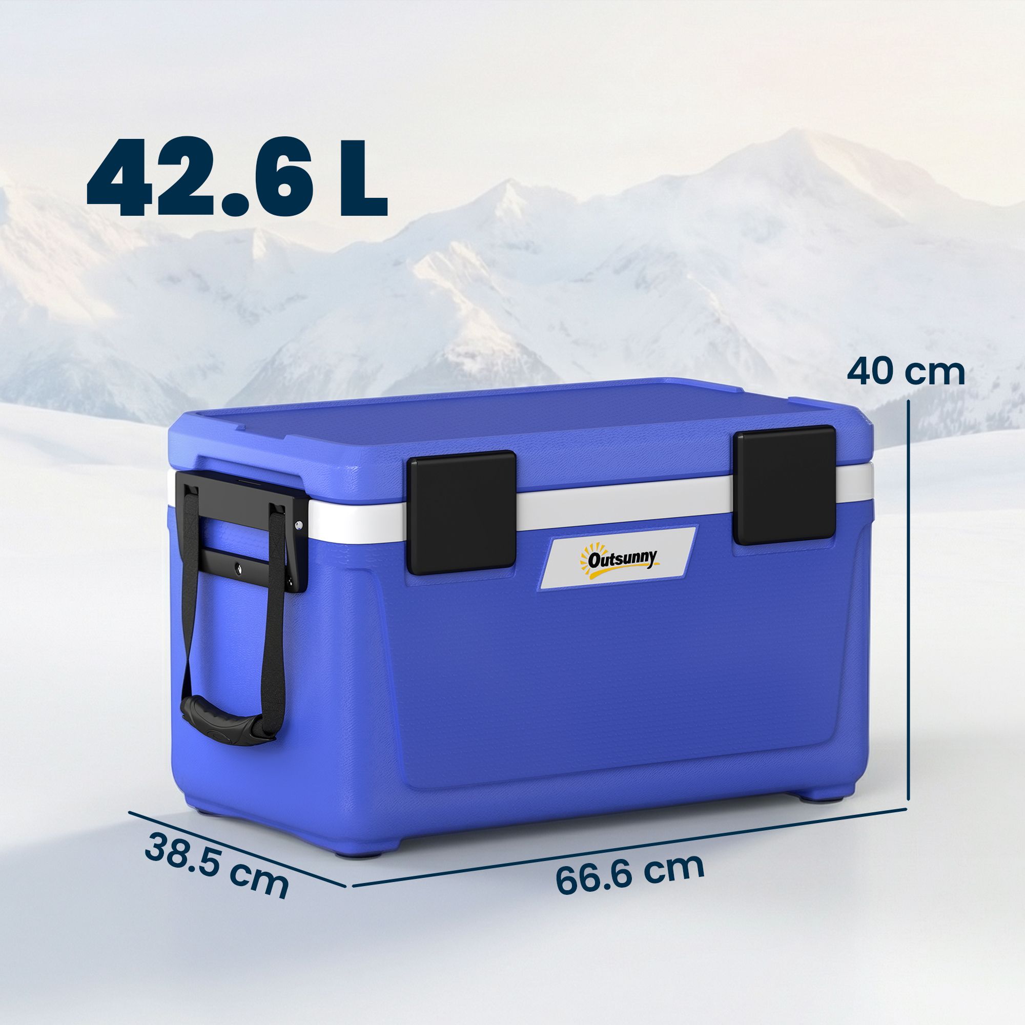 Outsunny 42.6L Insulated Cool Box, Portable Ice Cooler With Handle In Dark Blue
