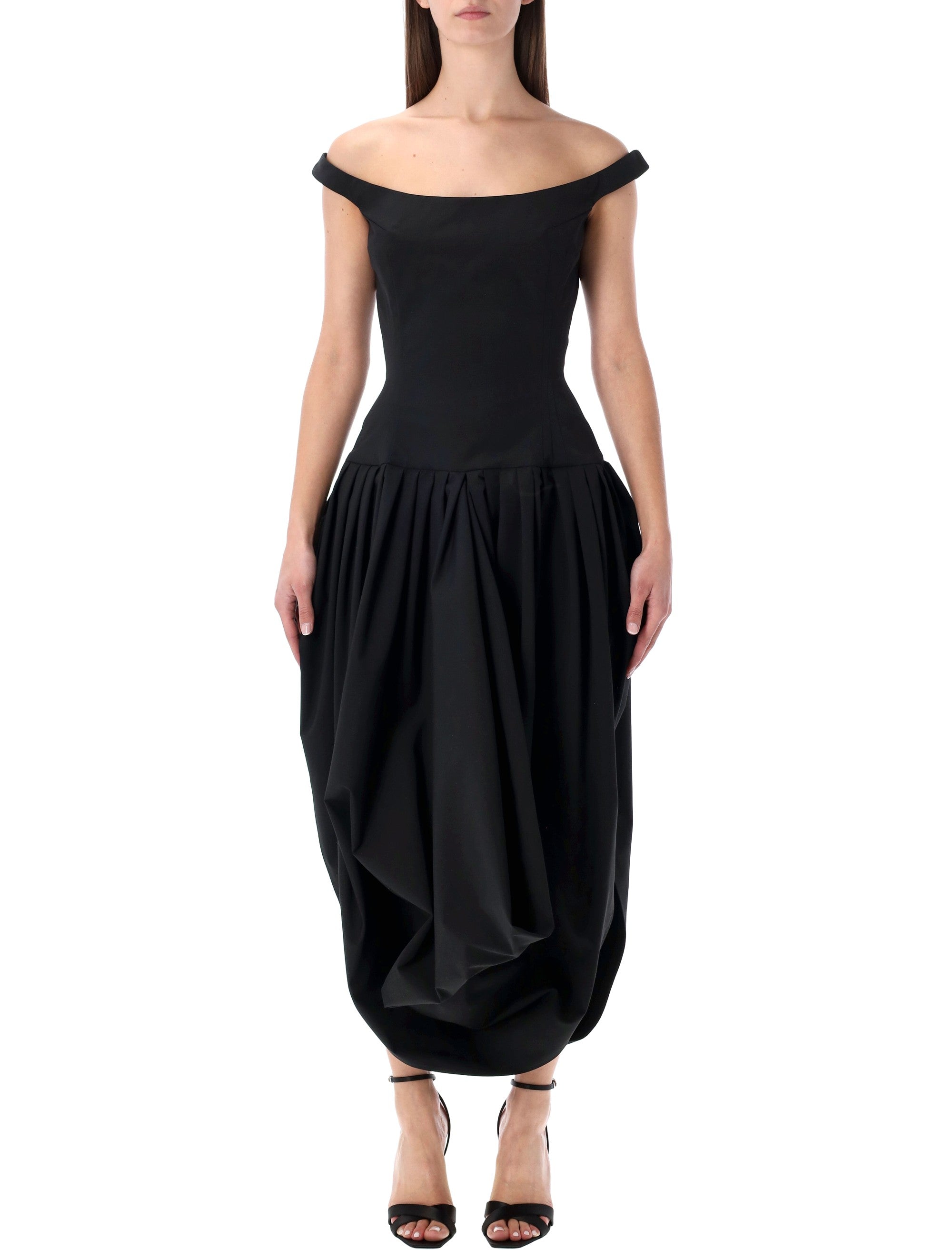 Draped Off-shoulder Gown