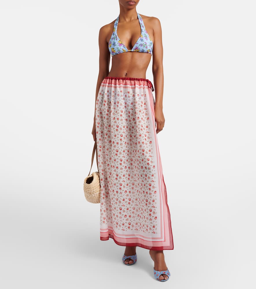 Floral cotton beach cover-up