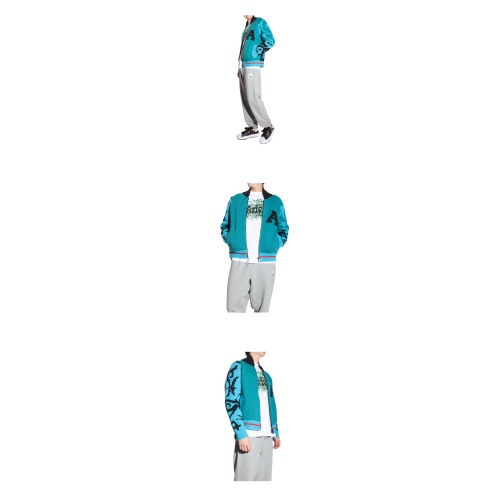 Logo-intarsia zip-up cardigan - Blue