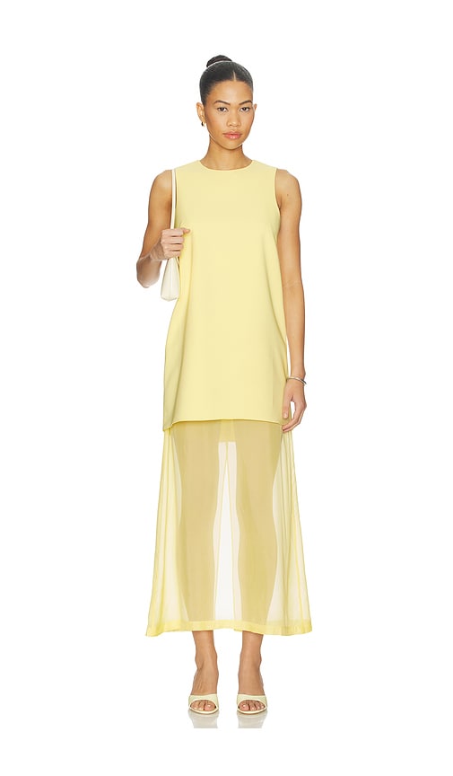La Ligne Crepe & Silk Chiffon Dress in Yellow. L. Also in