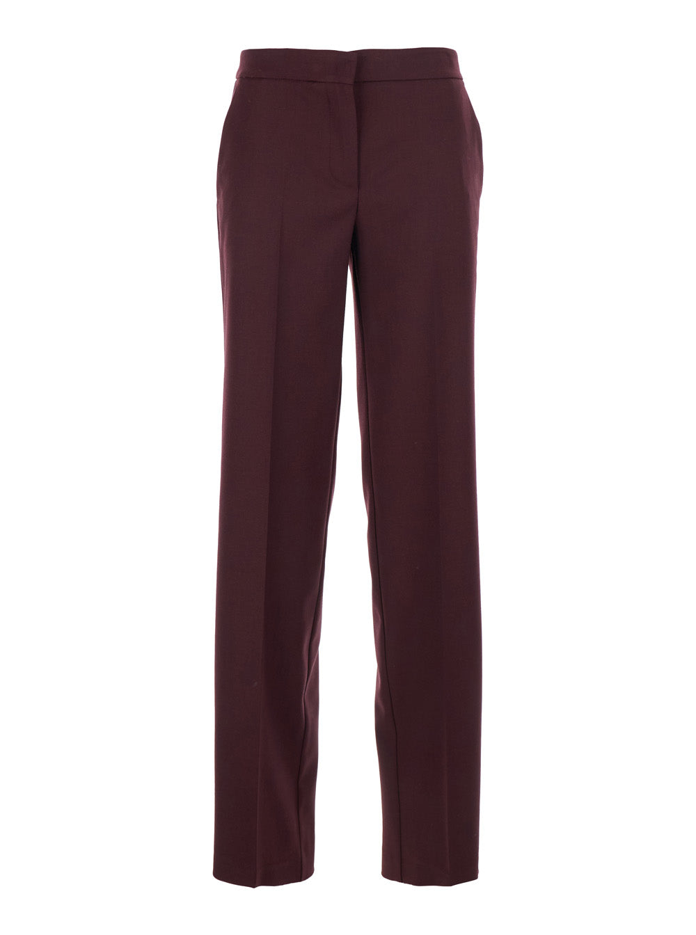 Wool Blend Stretch Trousers — Purple