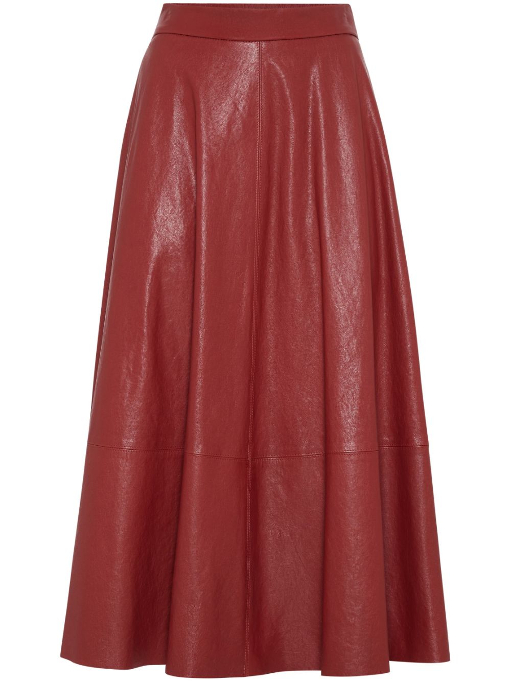 Leather midi skirt - Red