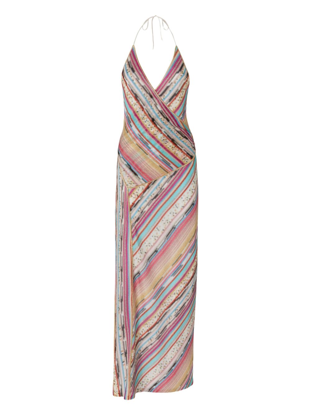 Striped wrap maxi dress - Pink