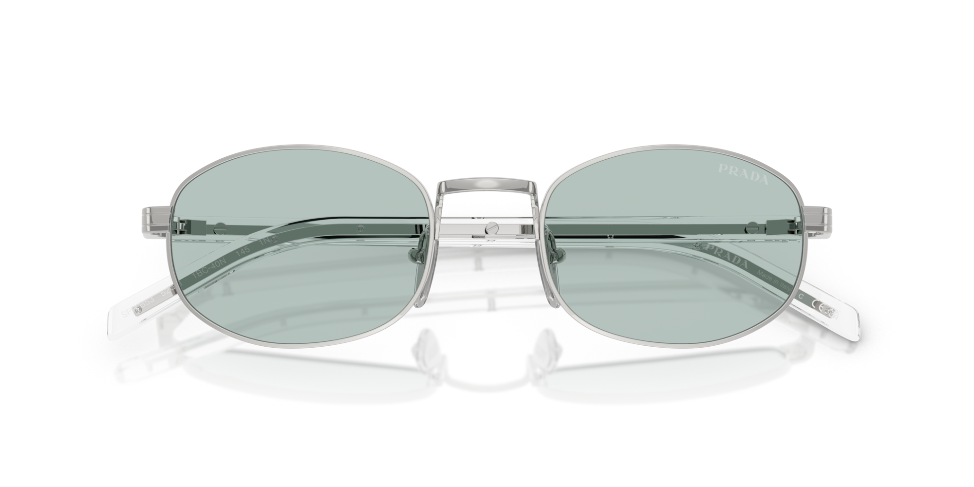 Prada Woman Prada PR B53S 1BC40N Sunglasses Metal Silver Blue Round Norma
