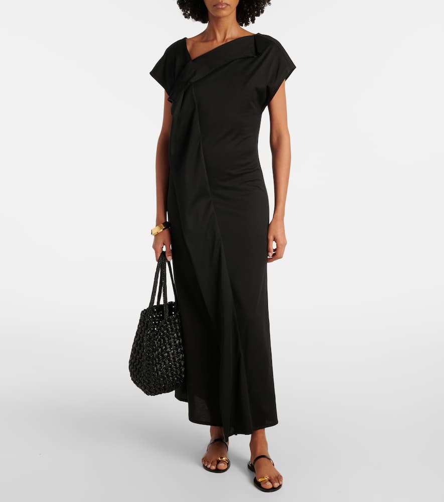 Asymmetric draped midi dress