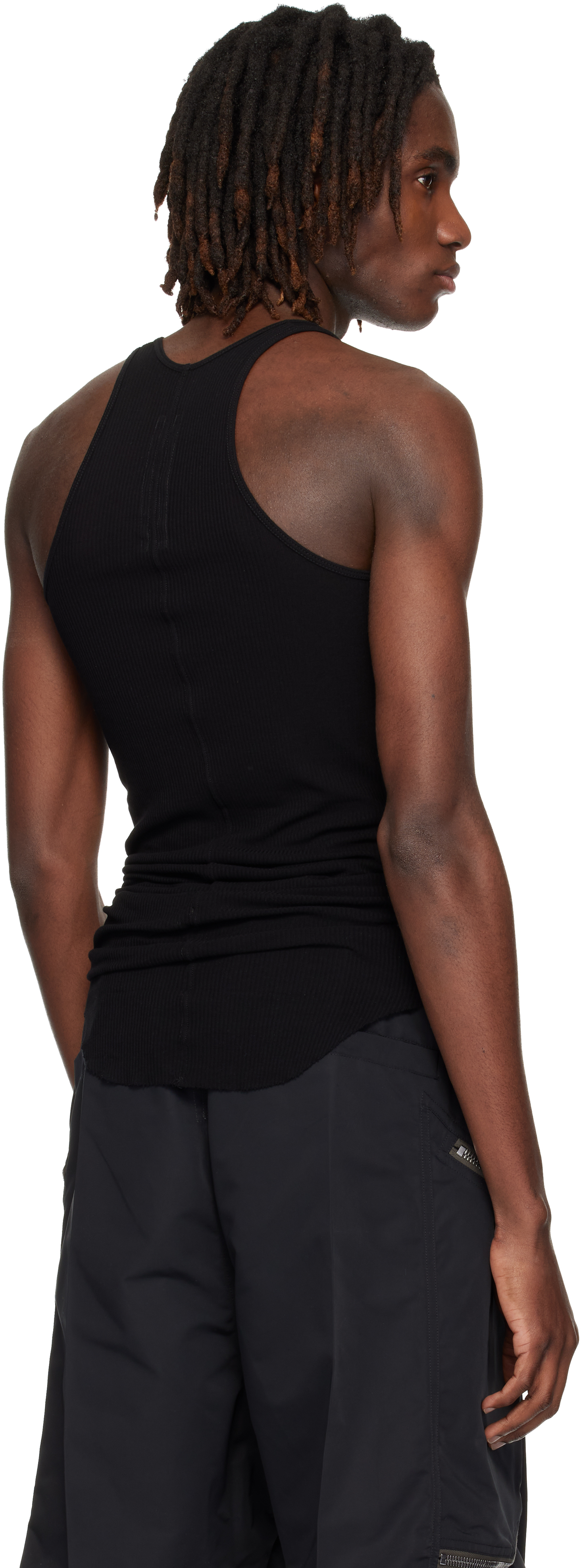 Black Temple Basic Rib Tank Top