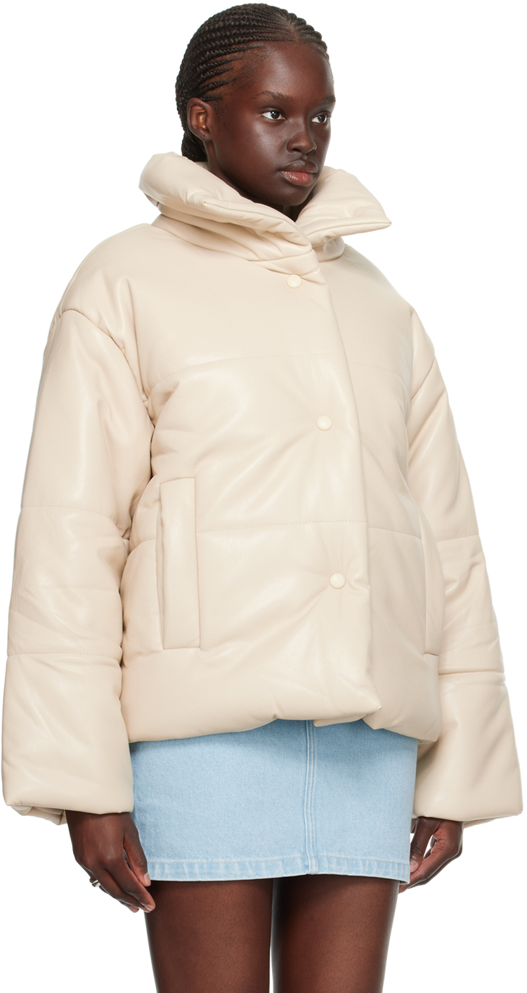 Nanushka Off-White Hide Vegan Leather Jacket