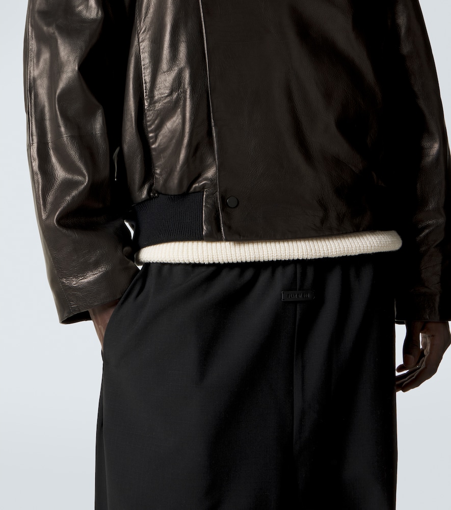 Leather bomber jacket