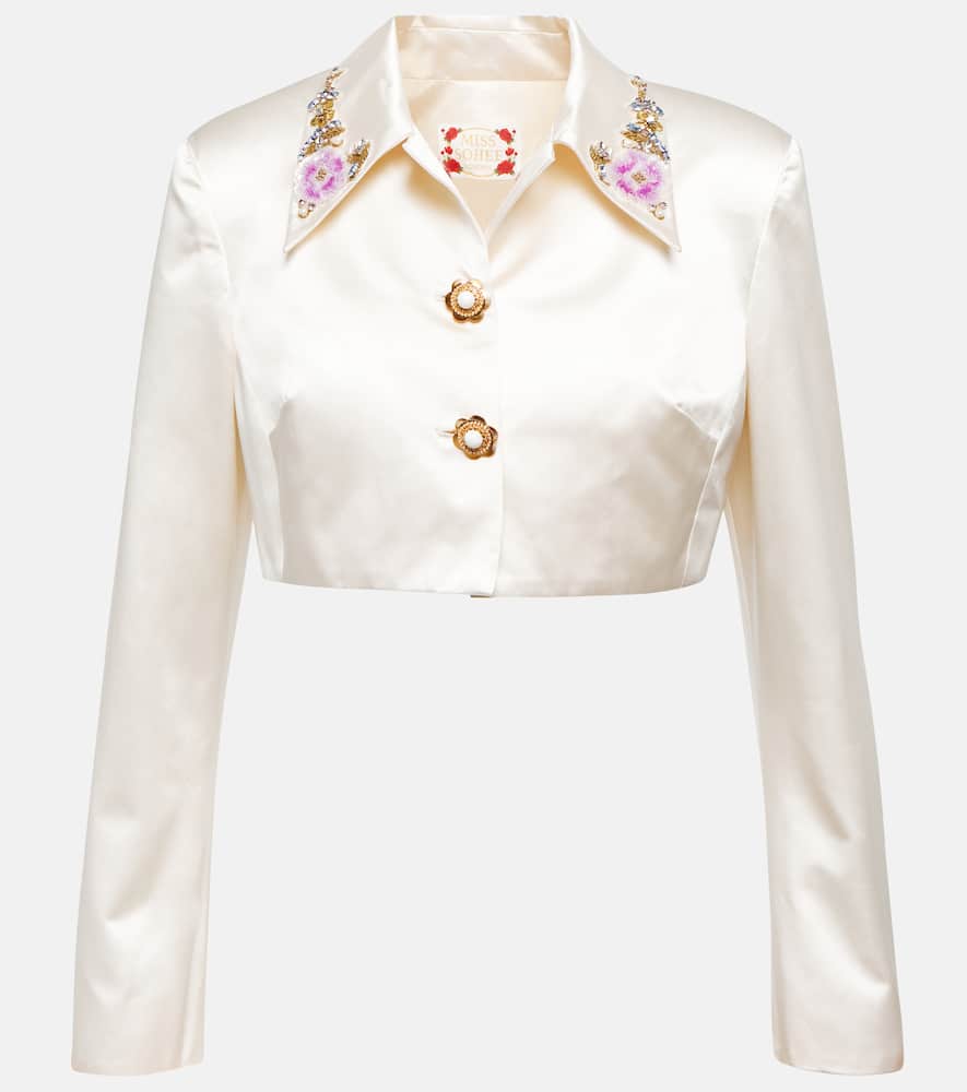 Bridal embellished silk jacket and top set