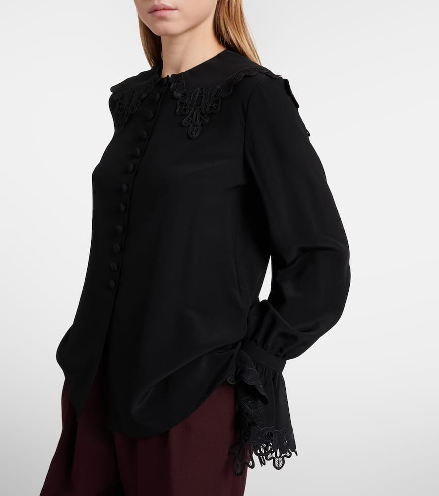 Chloé Embroidered silk crêpe de chine blouse