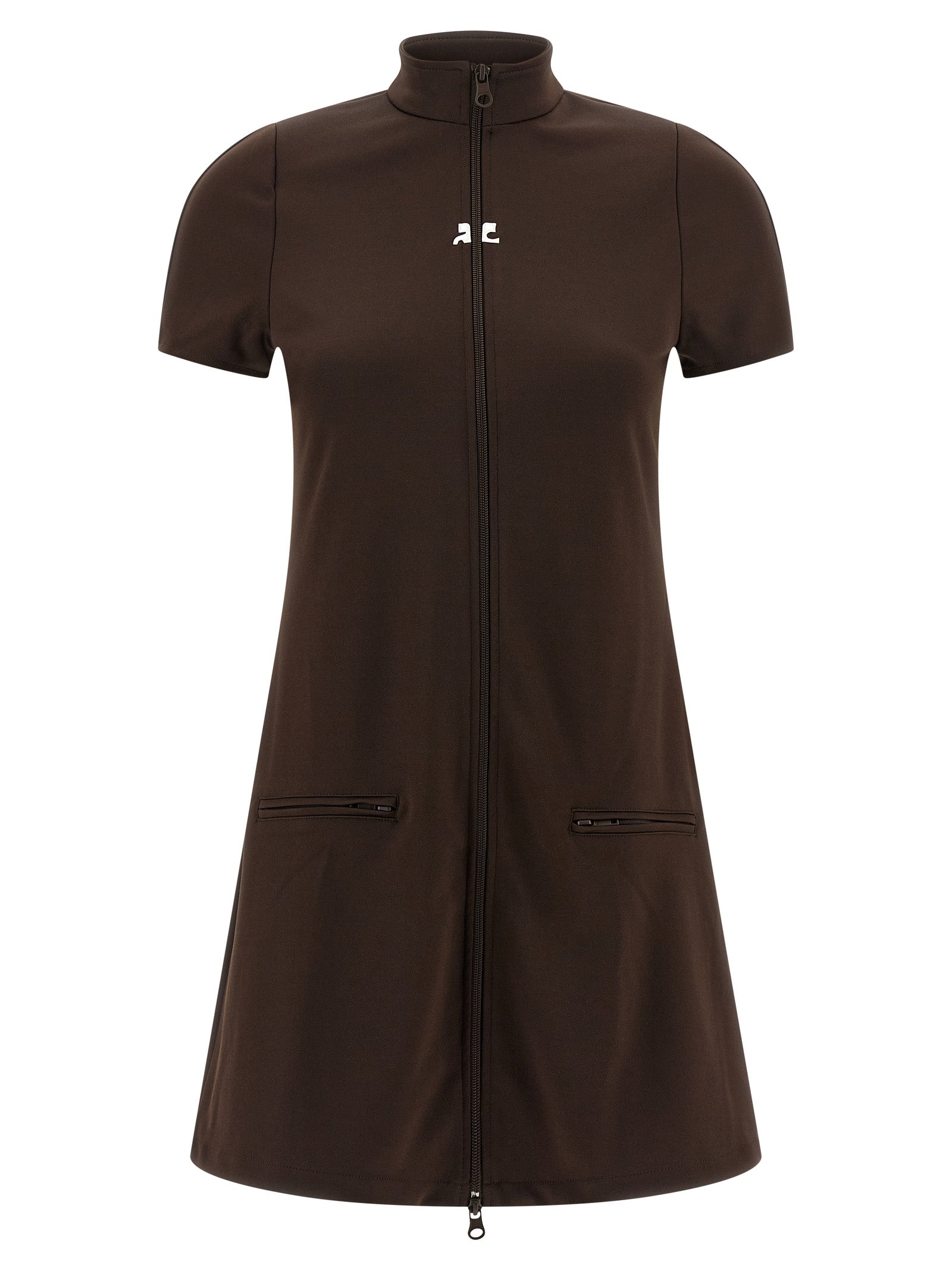 Interlock Tracksuit Mini Dress — Brown