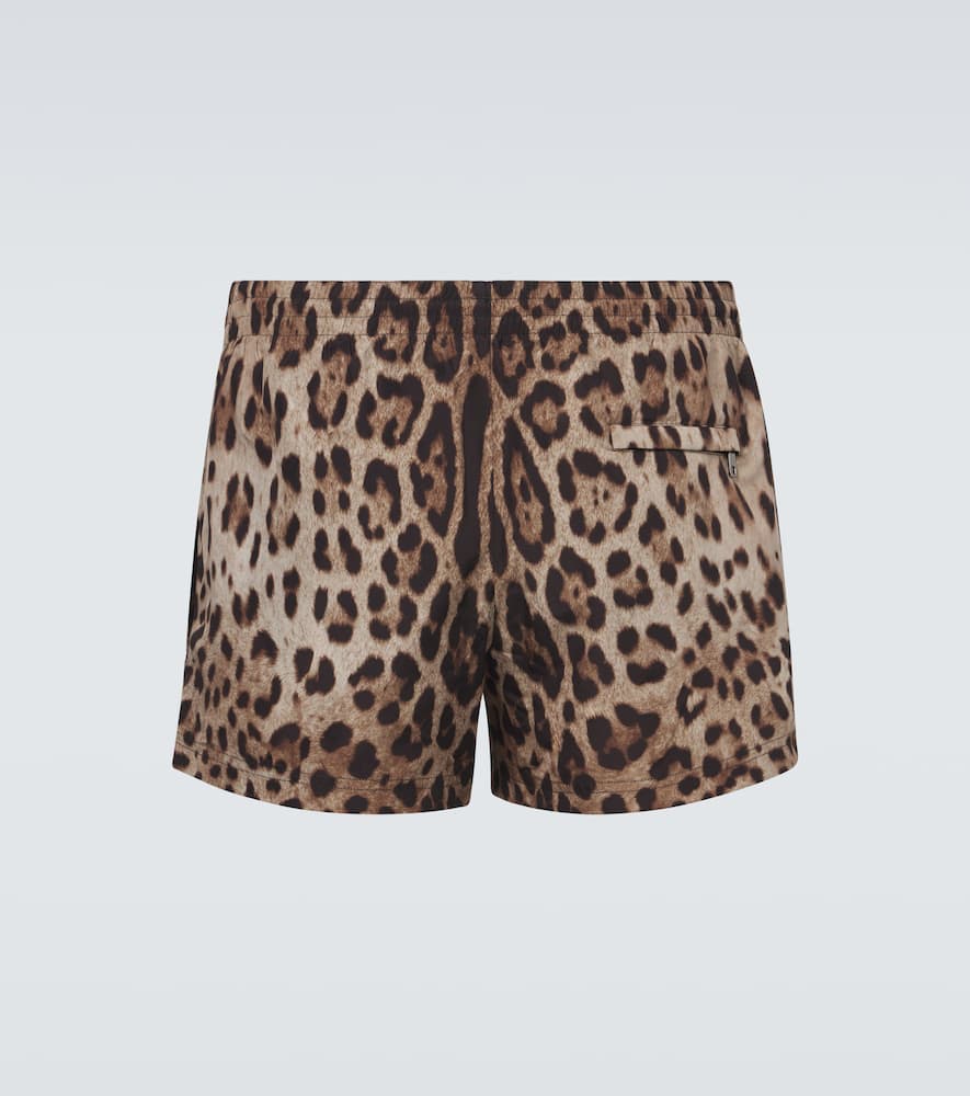 Leopard-print swim trunks