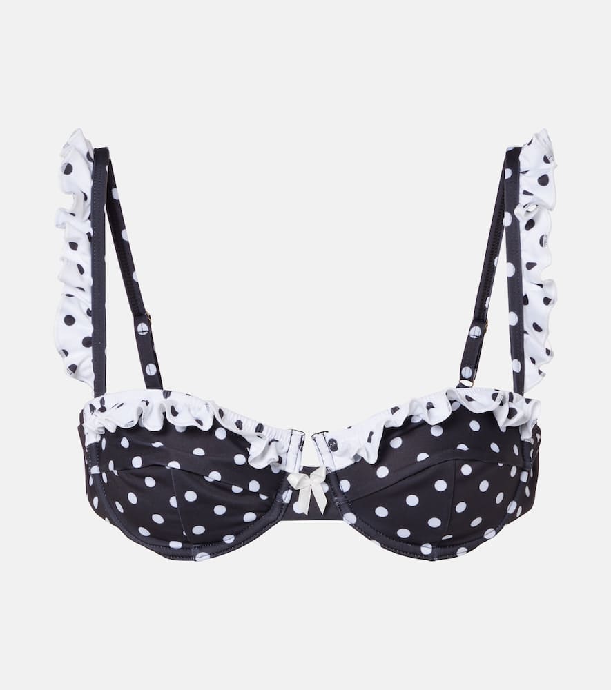 Angela polka-dot ruffled bikini top