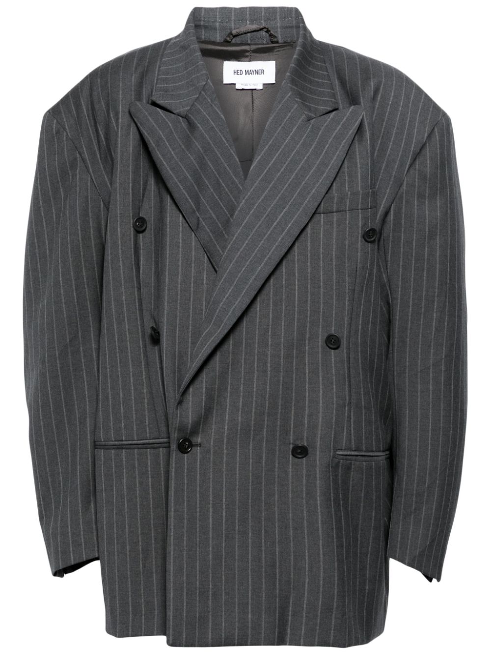Striped double-breasted blazer - Grey