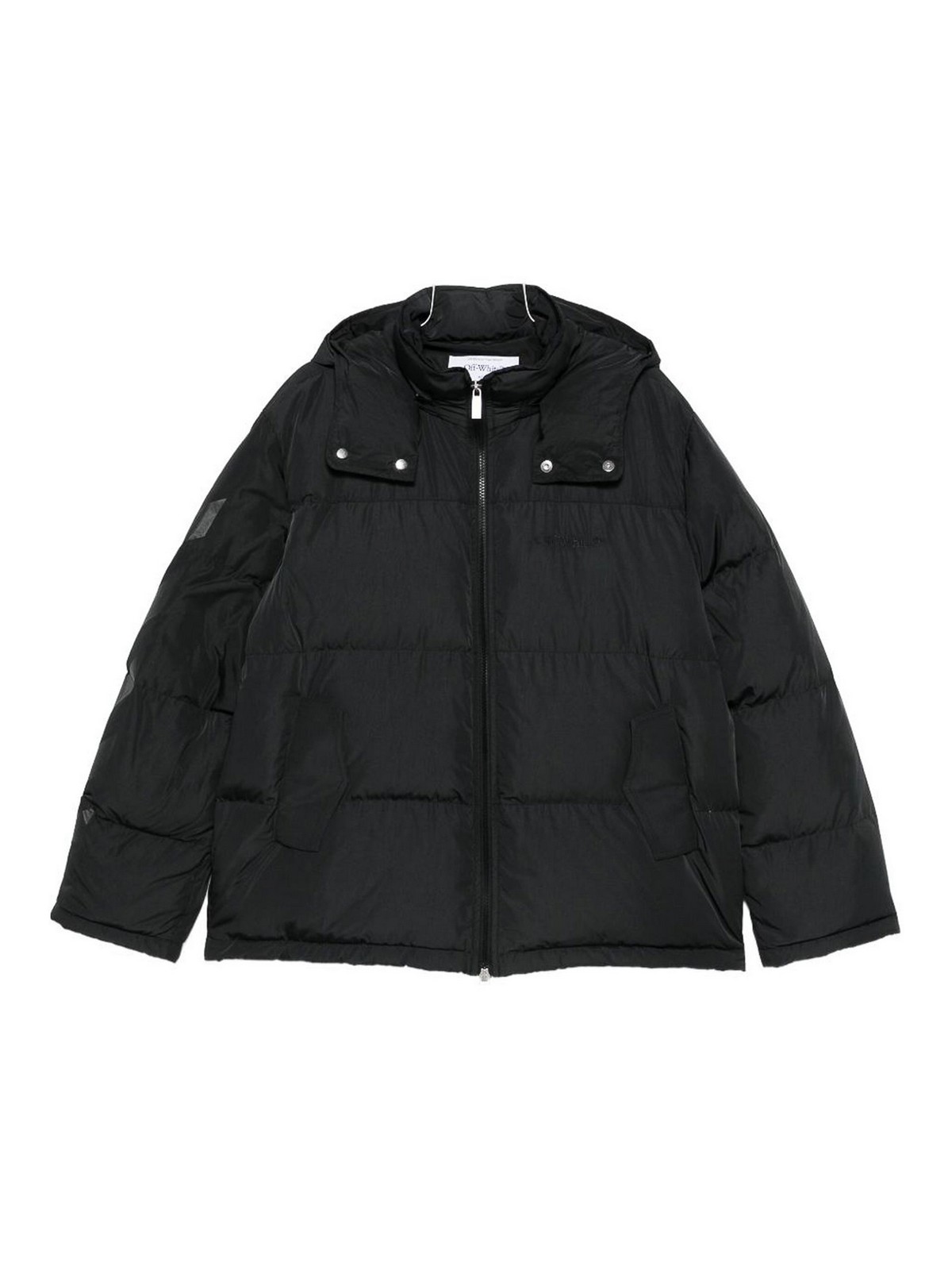 Black Short Down Jacket With Iconi Arrows