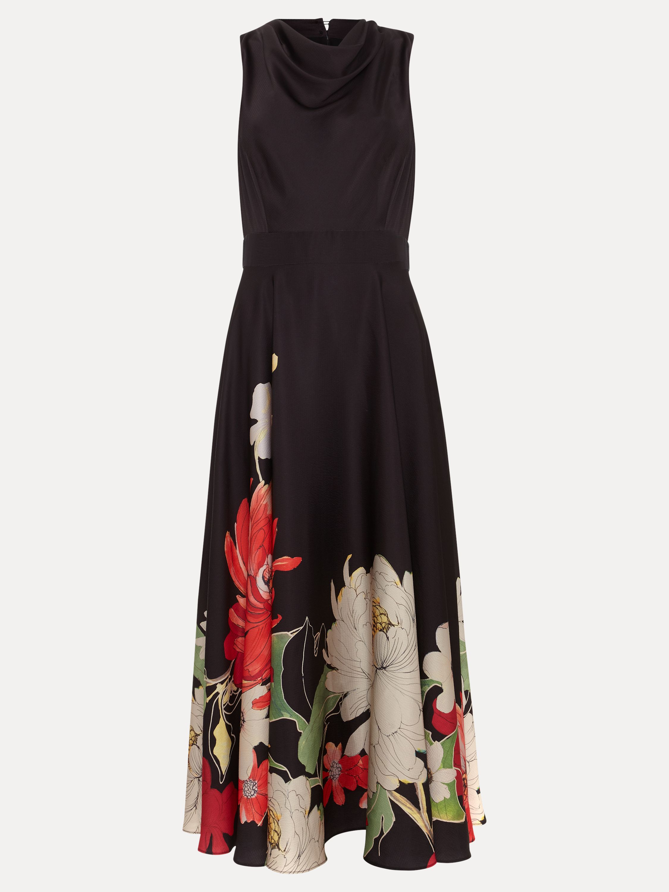 Phase Eight Women's Satin Printed Midi Dress in Cerise