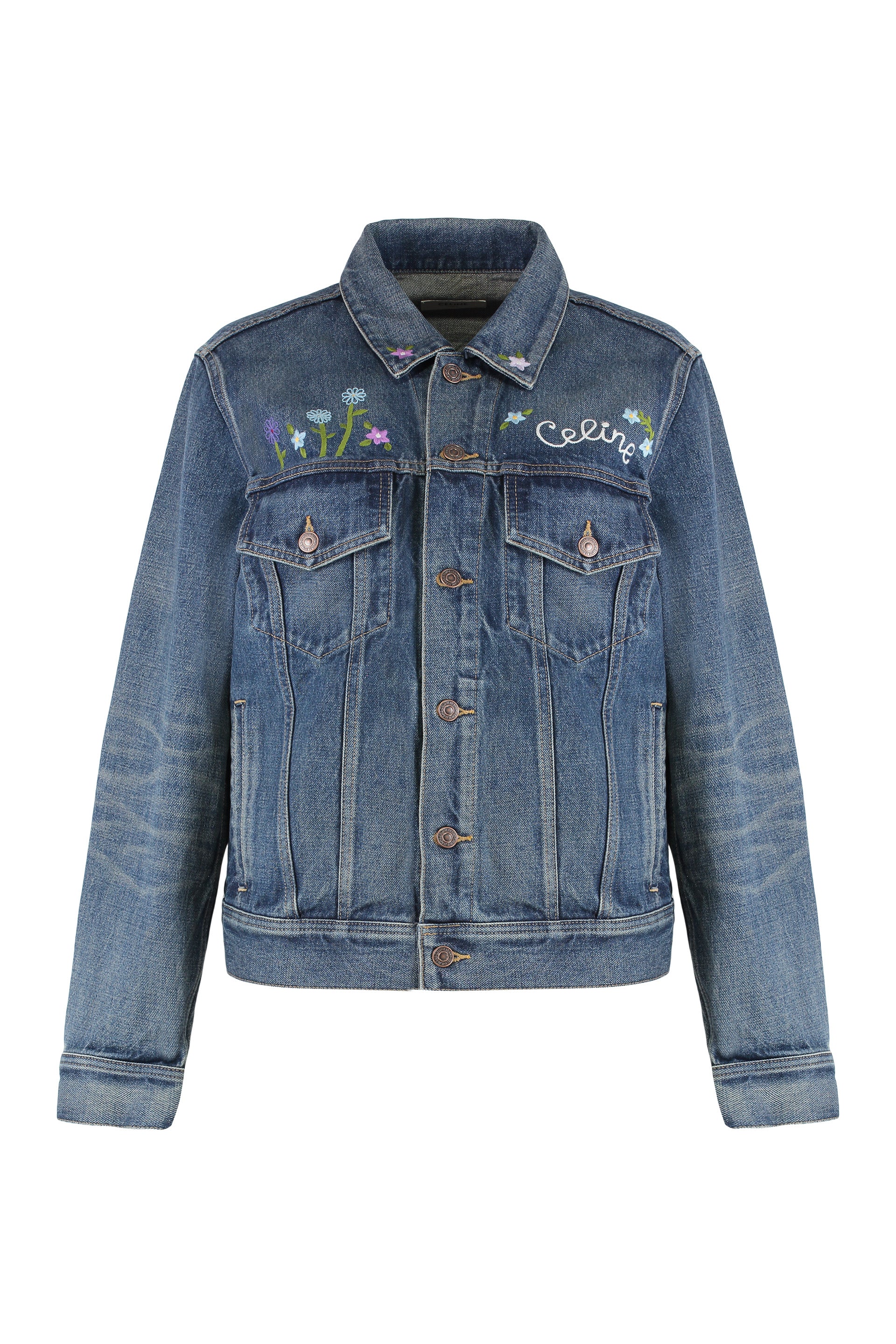 Embroidered Denim Jacket — Blue