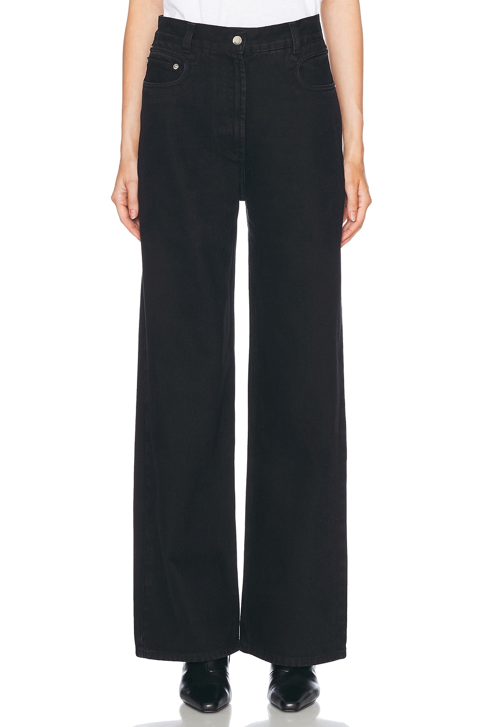 Beaufille Elipse Wide Leg Jeans in Black - Black.  29 also in 24