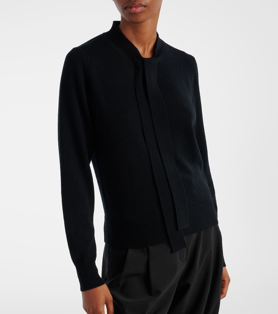 Tie-neck wool and cashmere sweater
