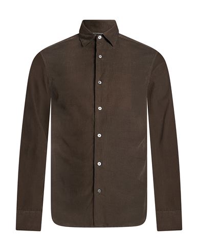 Man Shirt Dark brown Size S Cotton