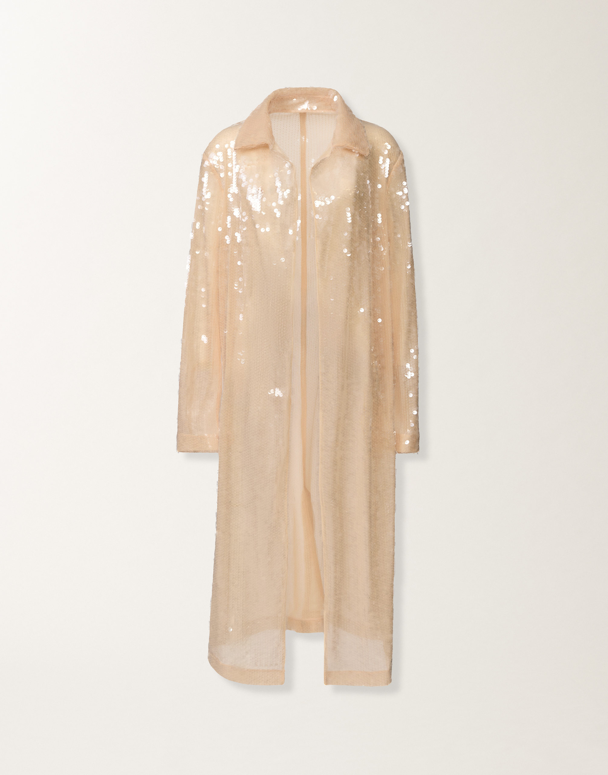 Water-effect sequin coat, nude